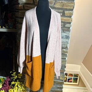 Madewell Pink and Orange Color Block Cardigan